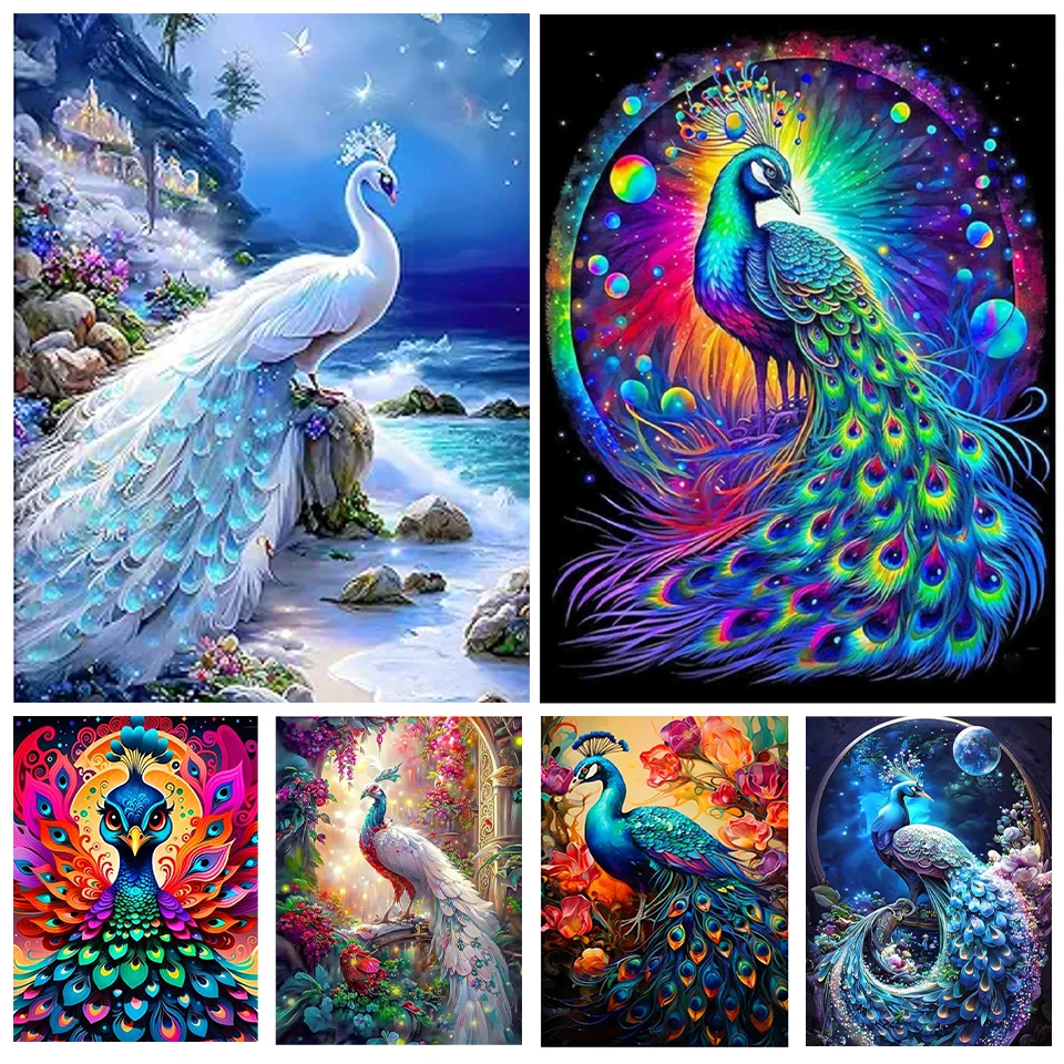 

New Diamond Painting Peacock Personality on the Beach 5DDIY Full Round Square Diamond Decoration Mosaic Home Decoration