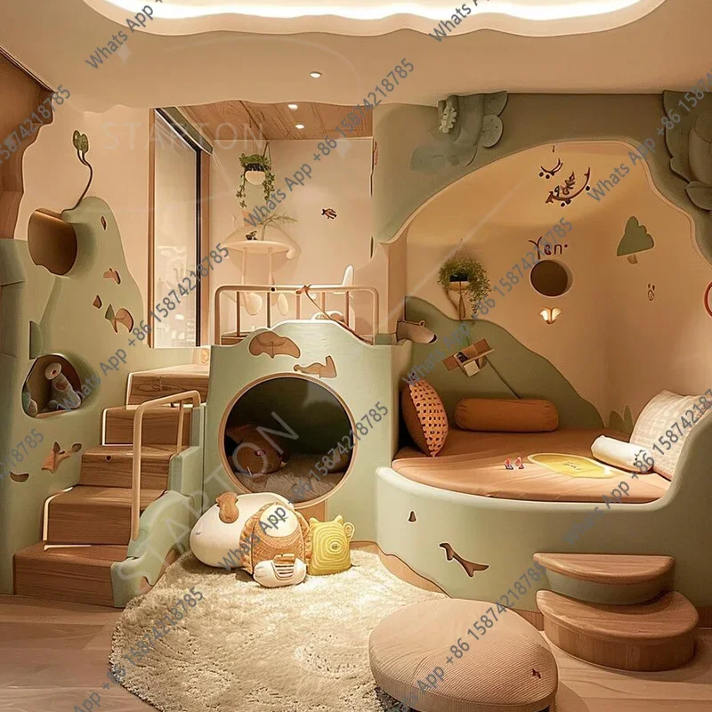 46 C Luxuce Kids Bed, Wooden Safety Green Loft Design, Princess Modern Style, Camas Infantiles Furniture For Home