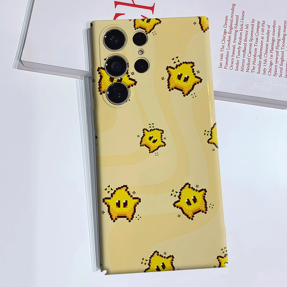Yellow Star Buddies Phone Case for Samsung Galaxy S26 S25 Ultra S24 S23 Ultra Plus Glossy Double-layer Back Cover