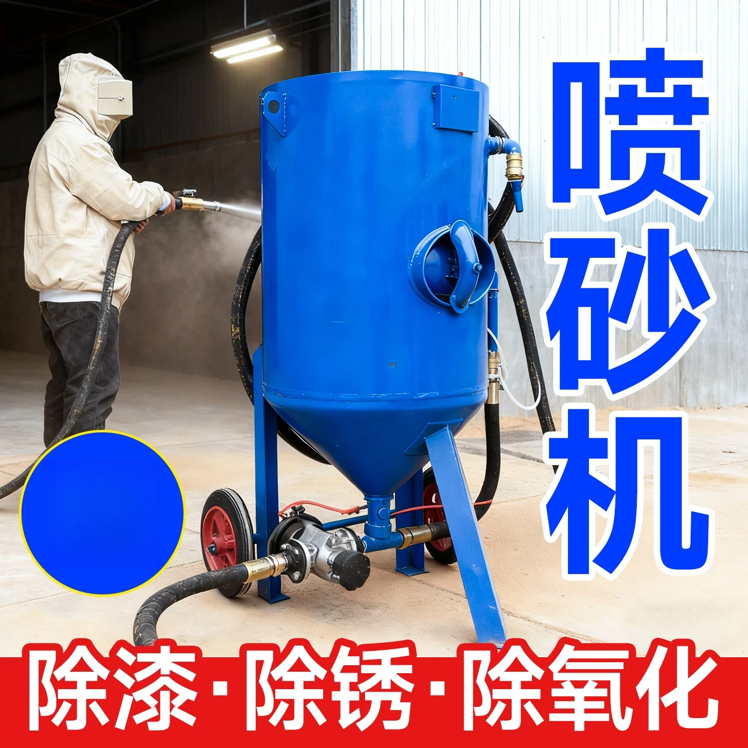 Open sandblasting machine Small rust removal machine Industrial refurbishment Paint removal water sandblasting tank High pressur
