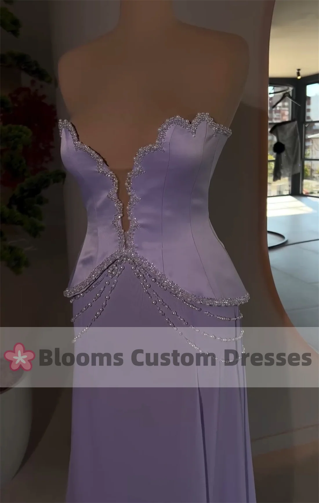 Blooms Lilac Sexy Beadings Customized Evening Dresses 2 Piece Floor-Length Chiffon Formal Occasion Dress For Prom Back Zipper