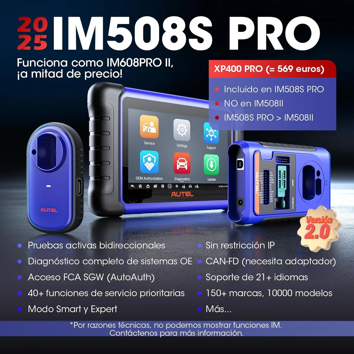 Autel MaxiIM IM508S Pro مع أداة برمجة المفاتيح XP400 Pro IMMO أداة الماسح الضوئي التشخيصي ثنائية الاتجاه تحديث مجاني لمدة عامين