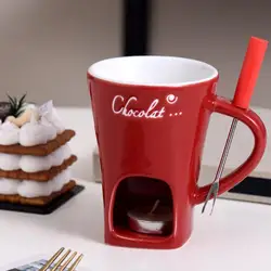 Fashion Fondue Mug Set Personal Mini Fondue Pots Chocolate and Cheese Fondue Maker Kit Individual Butter Melter Cup Small Warmer