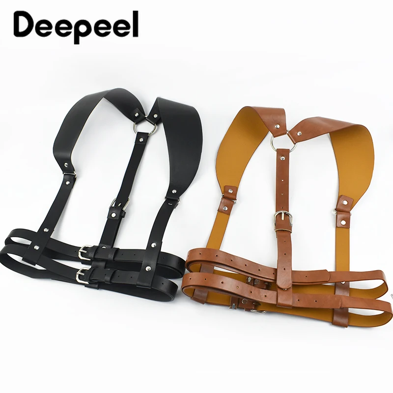 1Pc Deepeel Mens Suspenders Punk Goth Retro PU Leather Suspender Male Jockstrap Men's Wide Braces Fashion Apparel Accessories