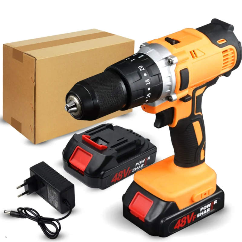 48V Cordless Drill Electric Screwdriver Mini Wireless Power Driver DC Lithium-Ion Battery 3/8-Inch 2 Speed Power Tools