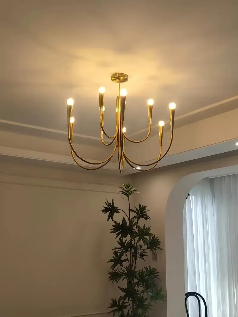 

Vintage Copper Led Chandelier Dining Living Room Gold Chandelier Luxury Led Ceiling Lamp Kitchen Decoration Lighting E14 Lustre