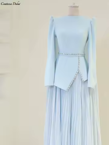 Contessa Custom Evening Dress Prom Dress Party Dress Formal Gown Satin Corset Pearl Beaded Puff Sleeve White Bridesmaid Maxi