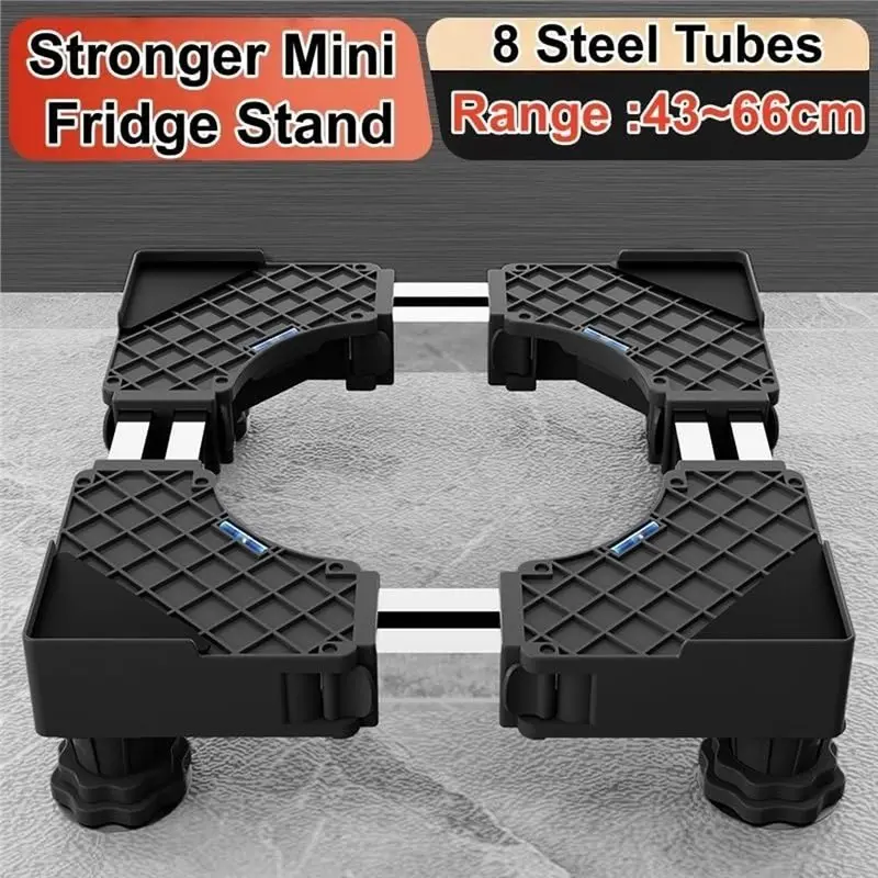 A25F-Double Stronger Mini Fridge Stand, 8 Steel Tube And 4 Strong Feet With Raised Base For Washing Machine