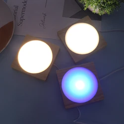 10*10cm Square Wood Light Base Wooden Led Light Rotating Display Stand Lamp Holder Lamp Base Ornament Colorful Night Light Base