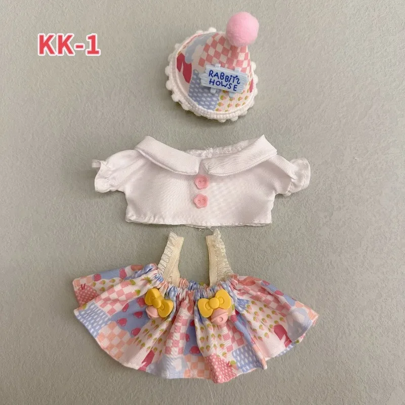 20cm Cotton Doll Lovely Spring Summer Dresses Plush Dolls Clothes Shoes Fashion Dresses with Headband Decoration