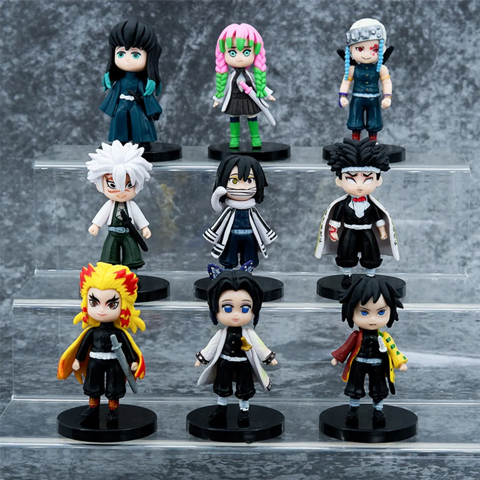 Nueva figura de Demon Slayer de juguete de Anime Kimetsu no Yaiba versión Q sentado Tanjiro Nidouzi Inosuke Zenizu PVD figura modelo muñeca