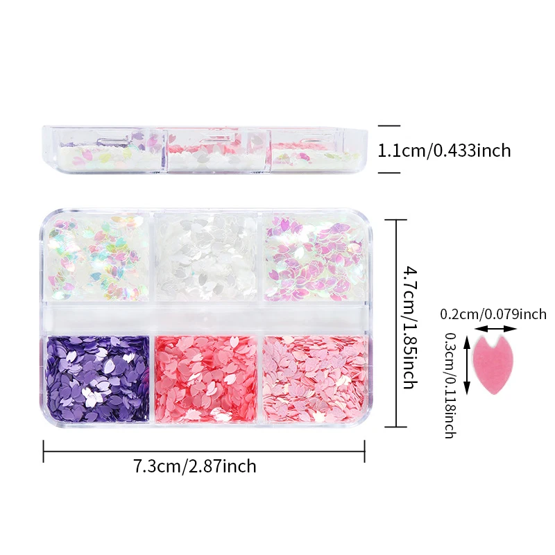 RS 1 caja de lentejuelas con purpurina para uñas de flor de cerezo, lentejuelas holográficas de flores coloridas, decoraciones en escamas para decoración de uñas para regalo de Navidad