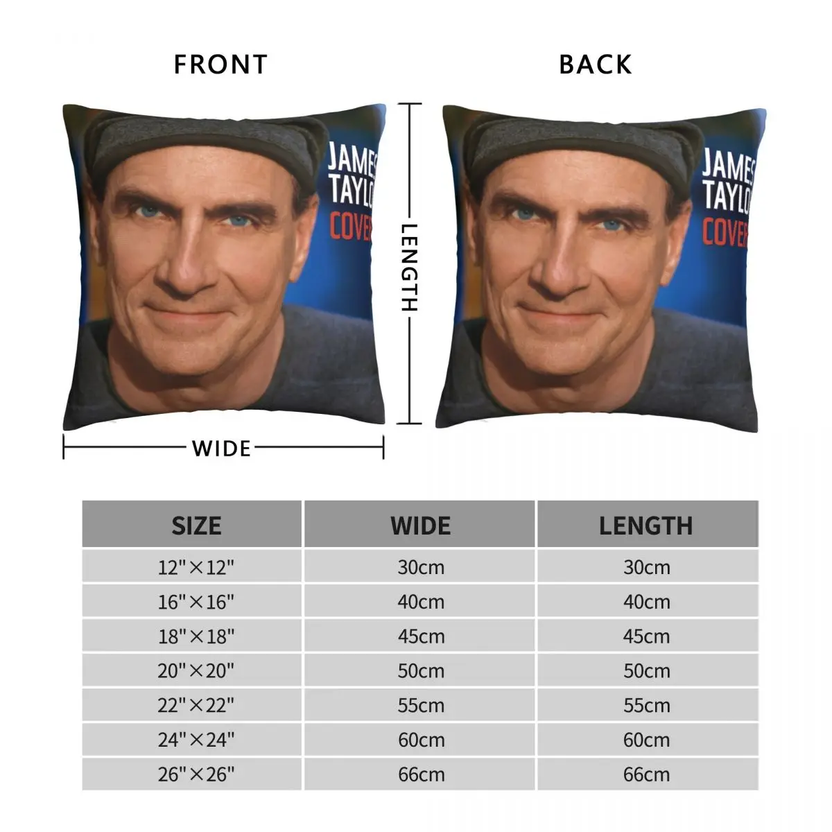 James Taylor Covers Square Pillowcase Polyester Linen Velvet Creative Zip Decorative Pillow Case Room Cushion Cover