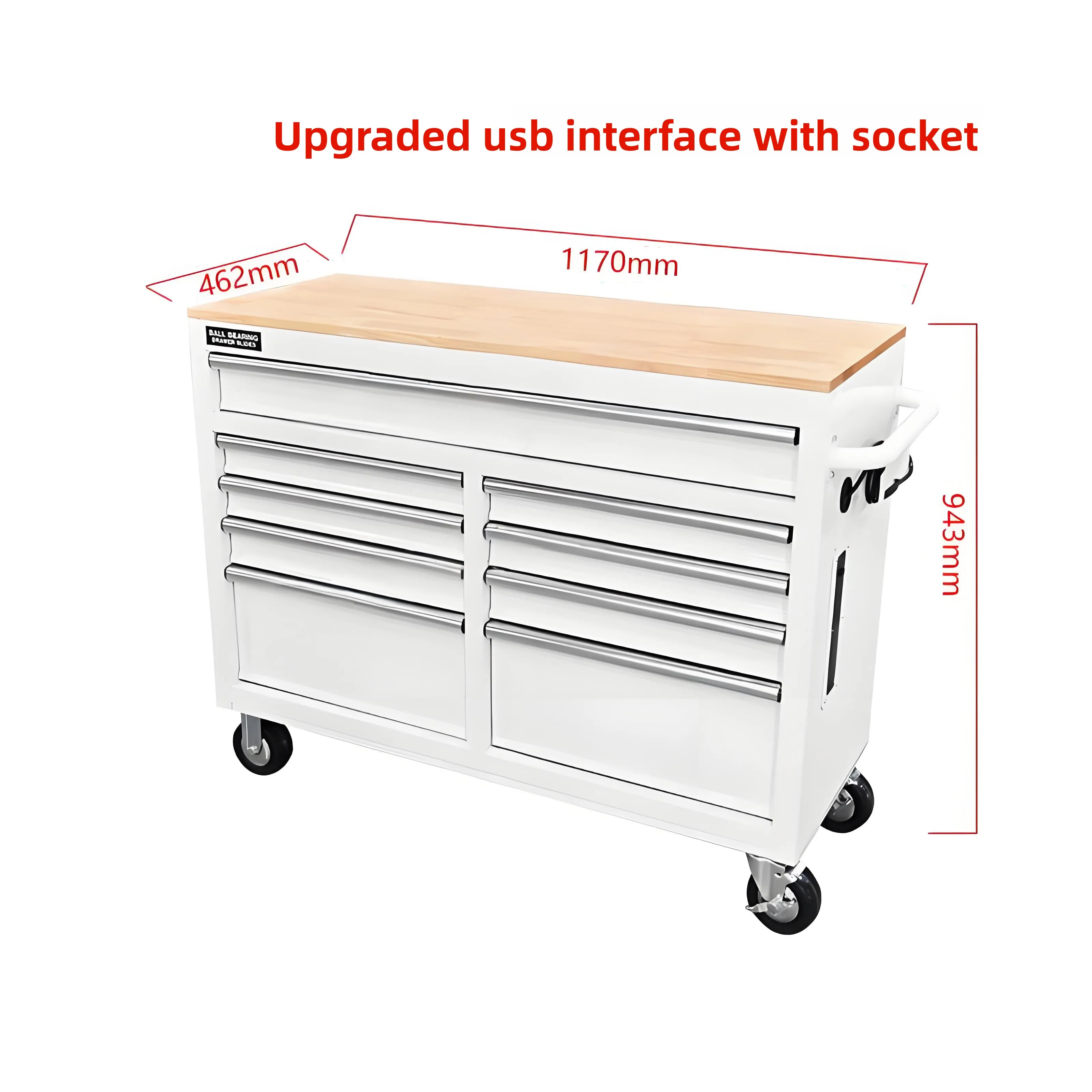 46 Inch Heavy‑Duty Rolling Service Cart, Multi‑function Mobile Workbench for Garage & Auto Maintenance