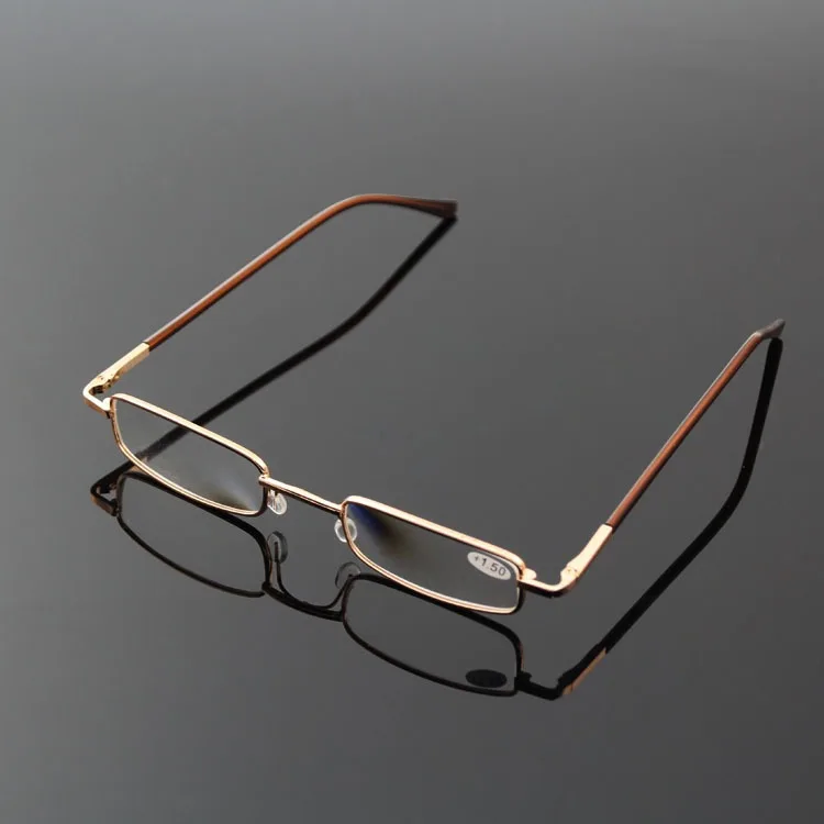 Portable Eye Protection Reading Glasses Ultralight Metal Presbyopic Eyewear Square Eyeglasses for Men Women