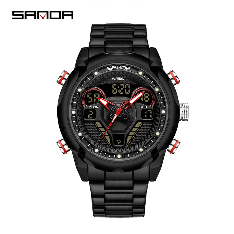 Free Shipping OUTLETSSanda Popular Steel Belt Electronic Outdoor Sports Fashion Korean Men's Watch