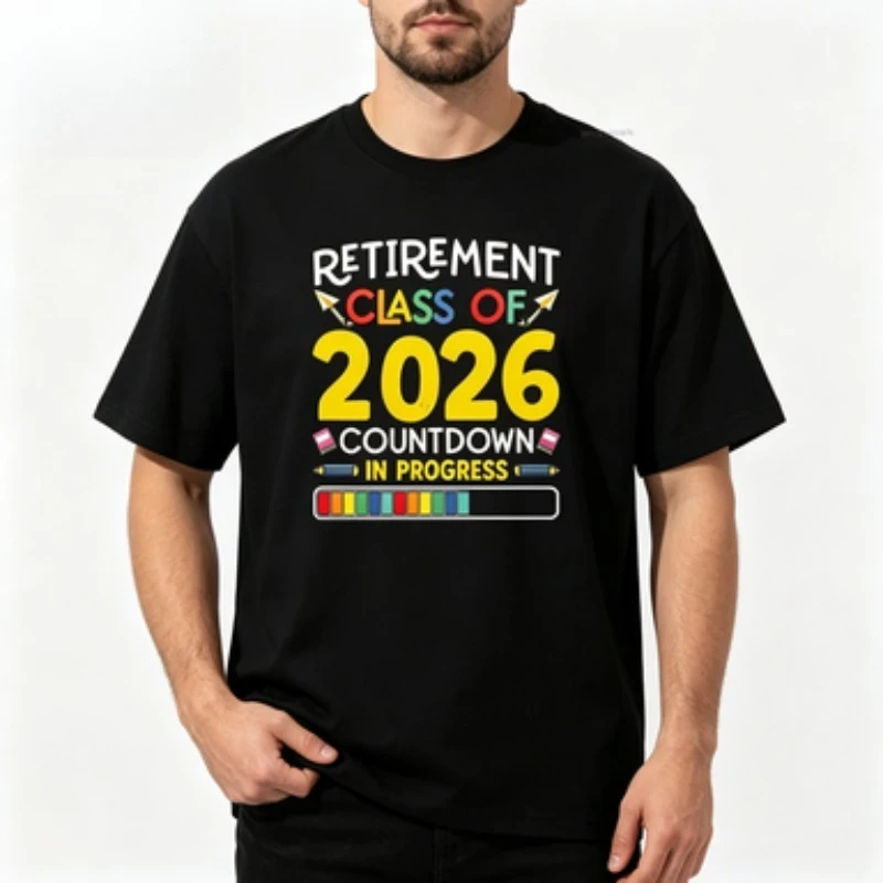 Shirt Retirement Class Of 2026 Countdown In Progress Pencil Progress Bar Print Teacher Retirement Casual Summer Short Sleeve Tee