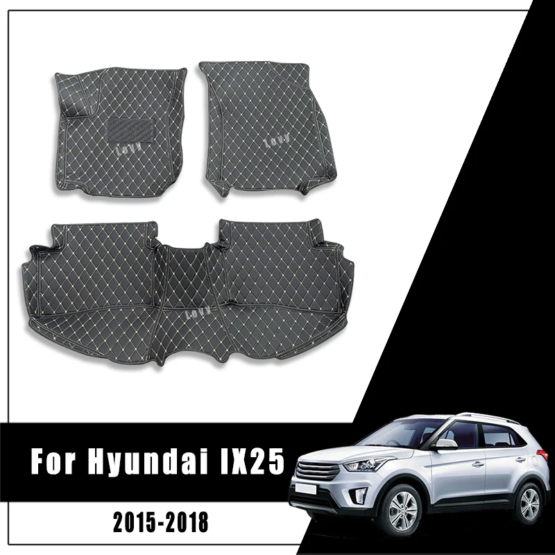 

Car Floor Mat Trunk Mat For Hyundai Creta ix25 2019 2018 2017 2016 2015 Leather Trunk Carpet Auto Interior Accessories