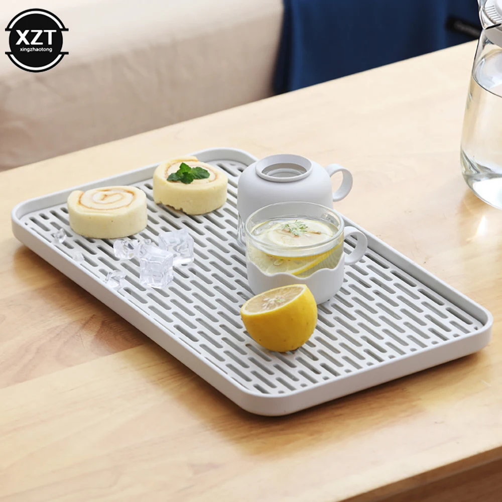 Plastic Drain Tray Household Living Room Multi-purpose Rectangular Fruit Tray Tea Drain Tray Double-layer Kitchen Storage Racks