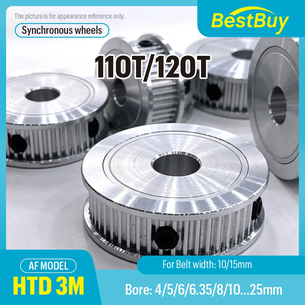 HTD 3M Synchronizing Wheel Bore 4-25mm 110T/120Teeth Timing Belt Width 10/15mm for 3D Printer CNC Machine Parts