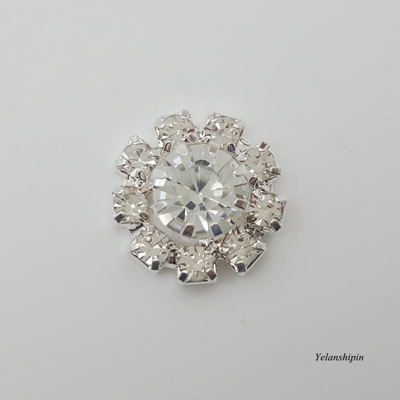 

30pcs/lot Chic Sparkle Silver Clear Crystal Button For Headbands Bling Rhinestone Buttons For Hair Accessories Flower Center