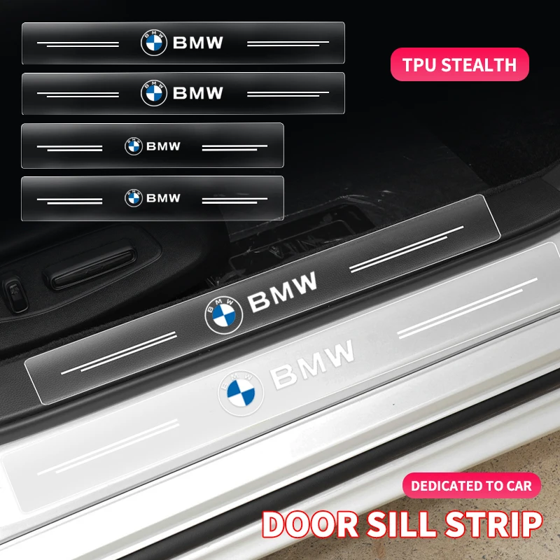 4pcs Car Threshold Sticker Scratch Resistant Transparent Film Protector For BMW E90 320 318i 320i 325i 330i 320d X1 328xi 2007