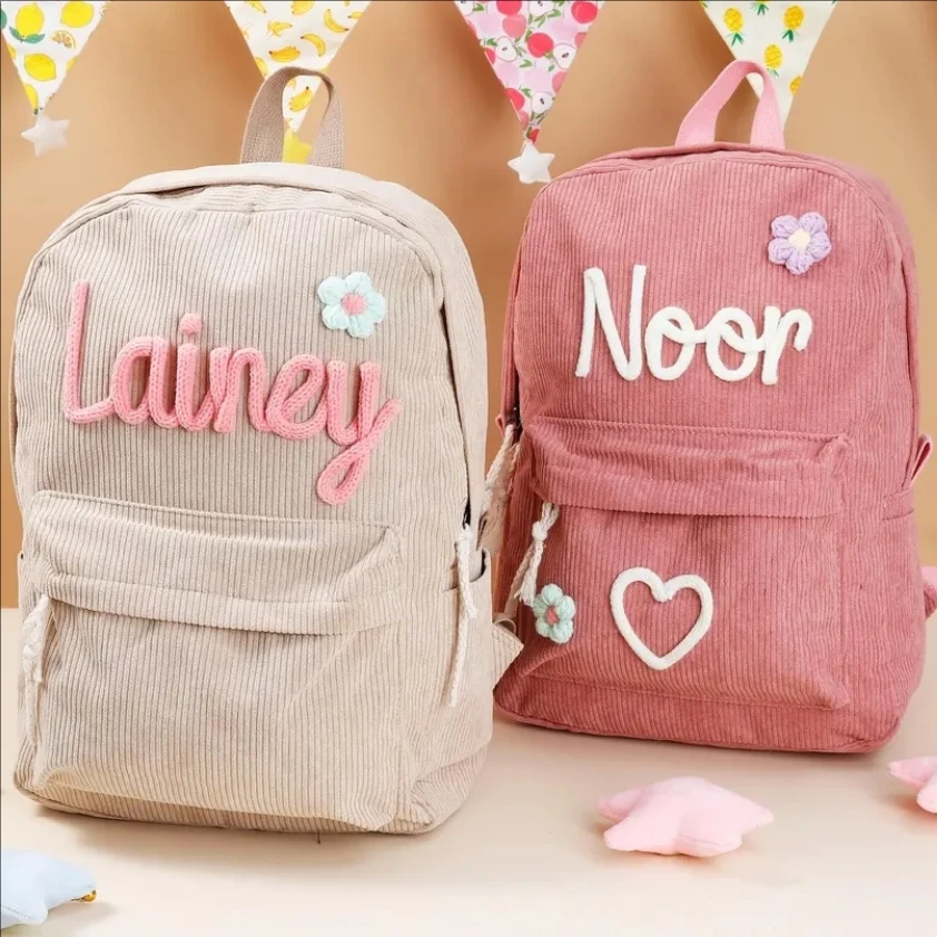 Personalized Large Capacity Backpack Christmas Gift Hand-Made Unique Name Custom Multicolor Rope Yarn Color Rainbow Decoration