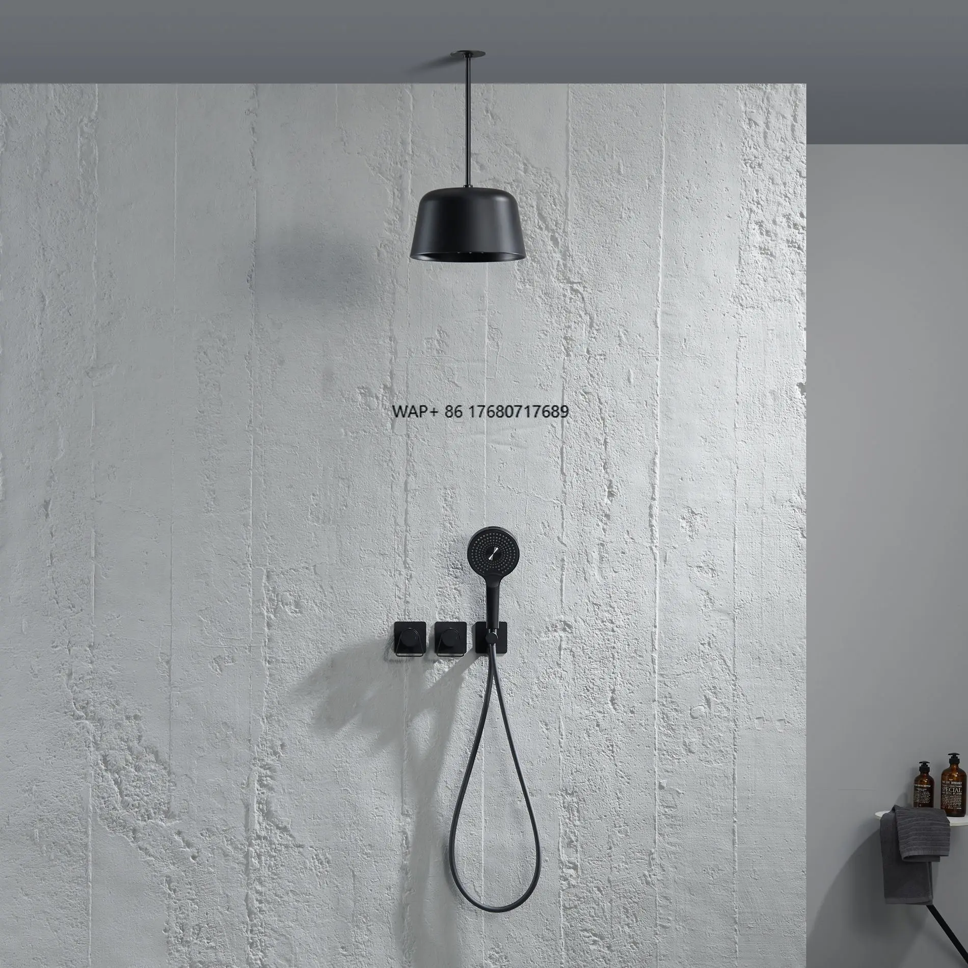 

Creative Minimalist Black Shower Set Concealed Embedded Shower Faucet Set Wall-mounted Shower System Bathroom