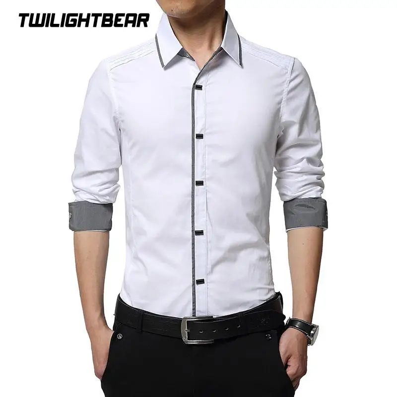 Fashion Men's Shirts Long Sleeve 5XL Oversized Cotton Derss Shirt Metal Button Business Office Shirt Men Clothing AF8823