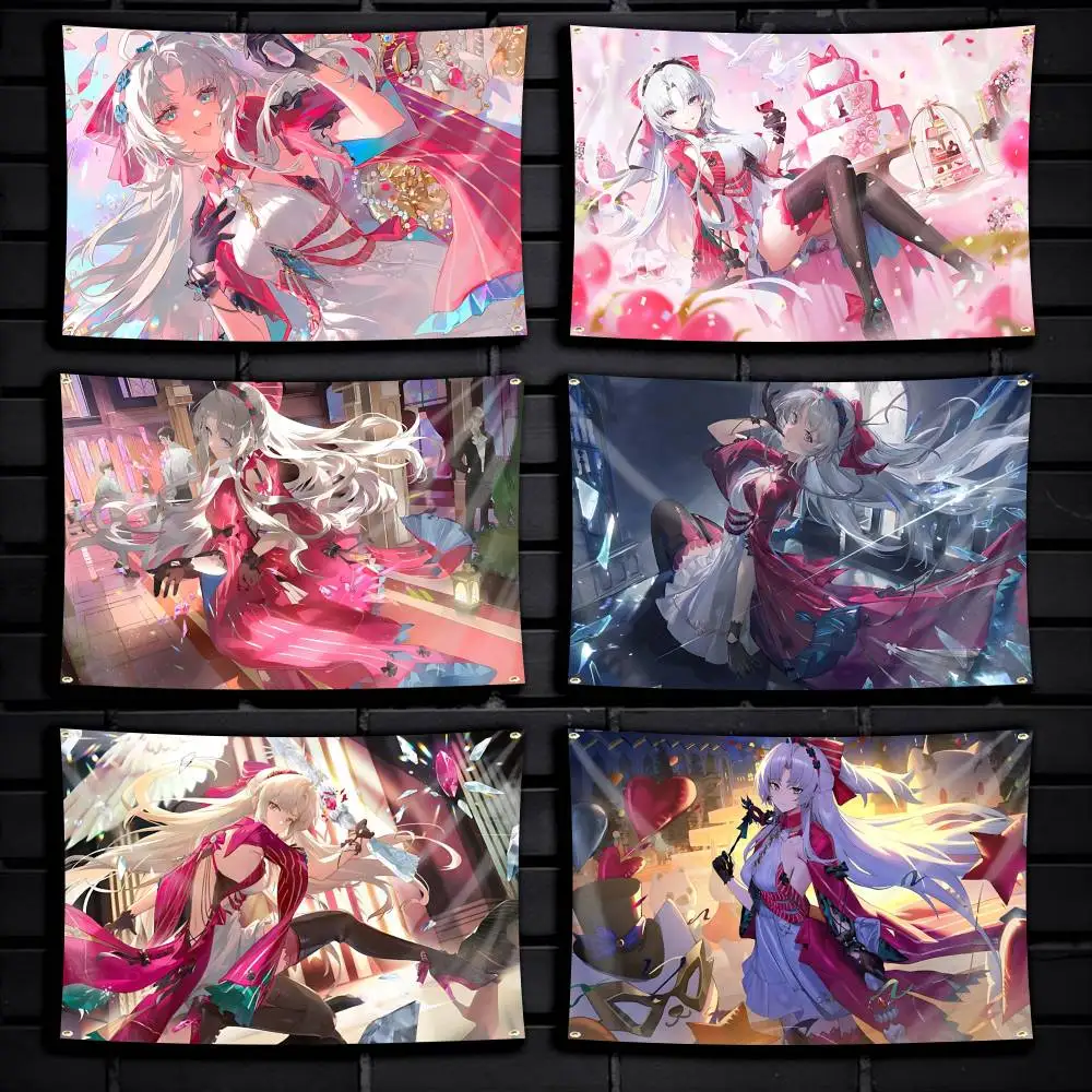 WuWa Game C-Carlotta Mirror Girl Flag Tapestry Banner for Bedroom Living Room Outdoor Camping Custom Supported