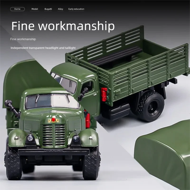 1:64 Liberation CA141 Military Truck Miniature Alloy Diecast Car Model Simulation Static Collection Transport Vehicle Model Gift