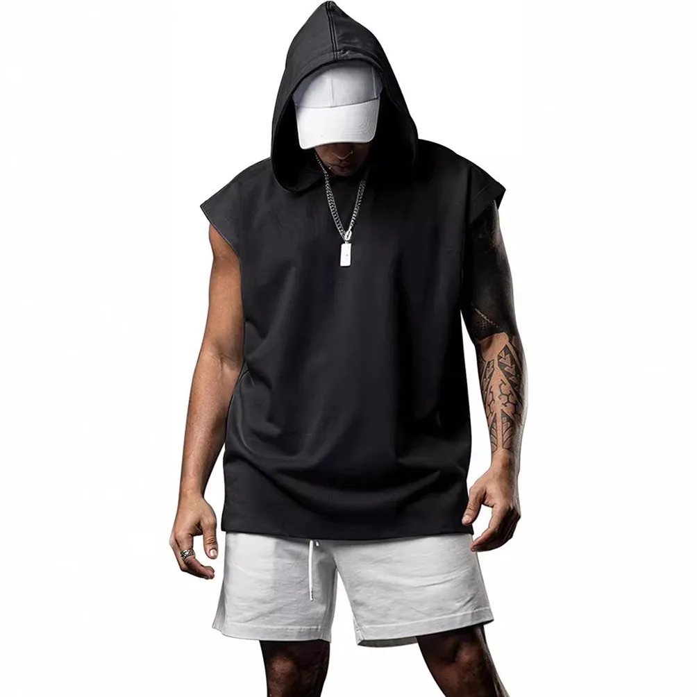 

Men's Casual Sports Sleeveless Loose Fit Fitness Hooded Vest