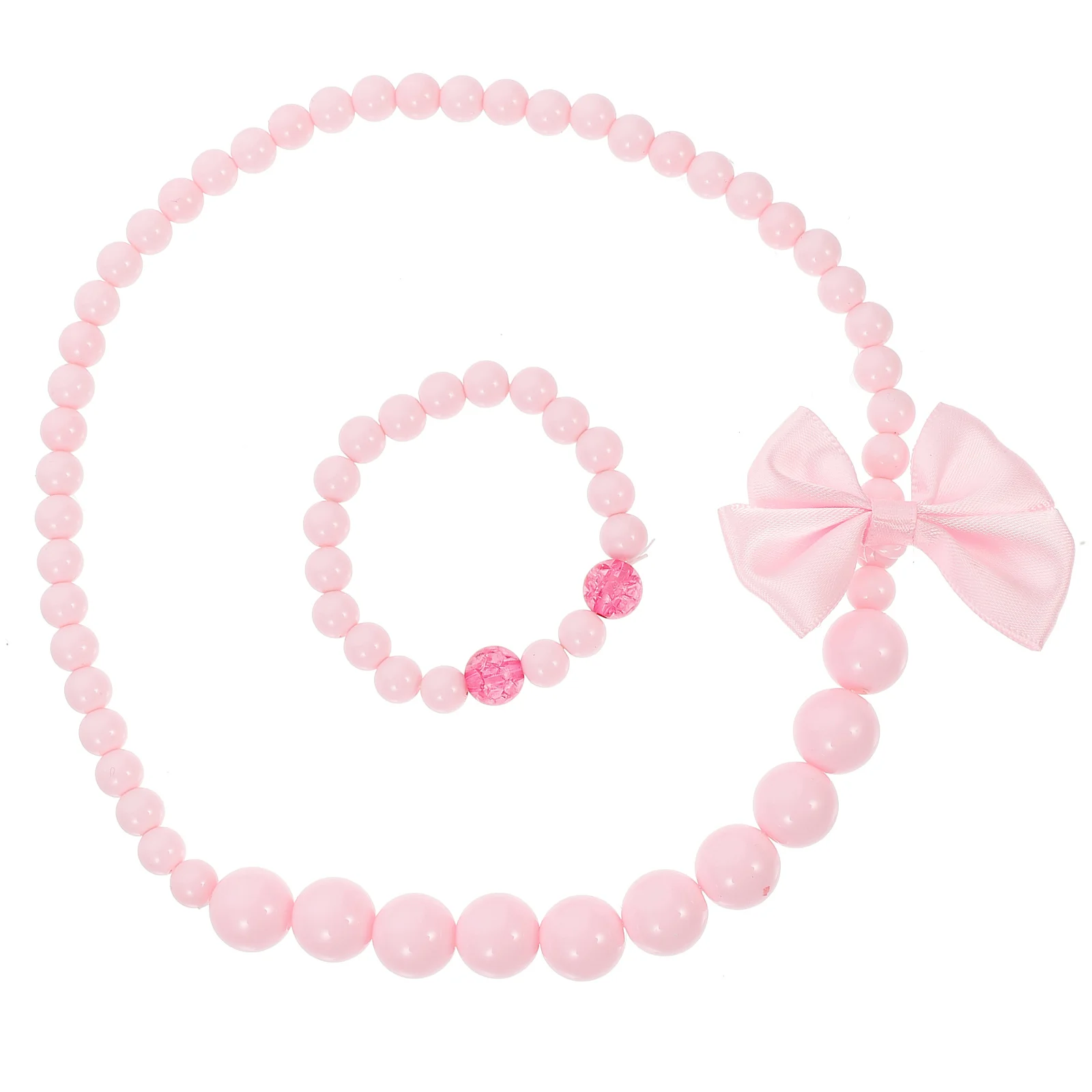 Bowknot Rose Red Beaded Necklace for Girls Kids Durable Comfortable Jewelry Birthday Wedding Party Beads Necklace