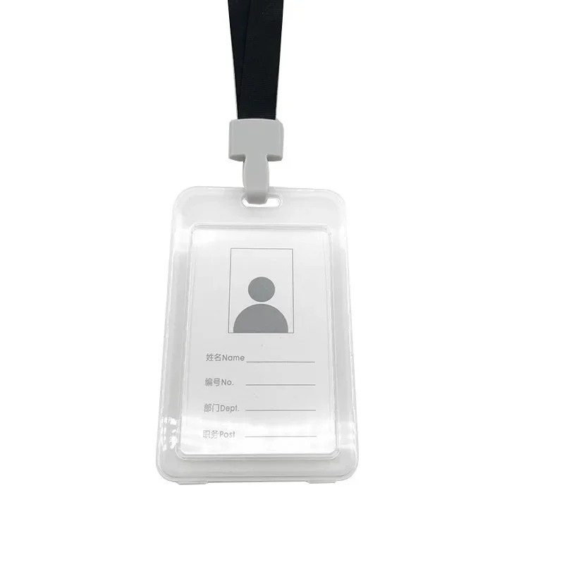 Tarjetero transparente de doble cara para el trabajo, juego de funda con cordón para el pecho, etiqueta de identificación, insignia, correa para el cuello para el personal