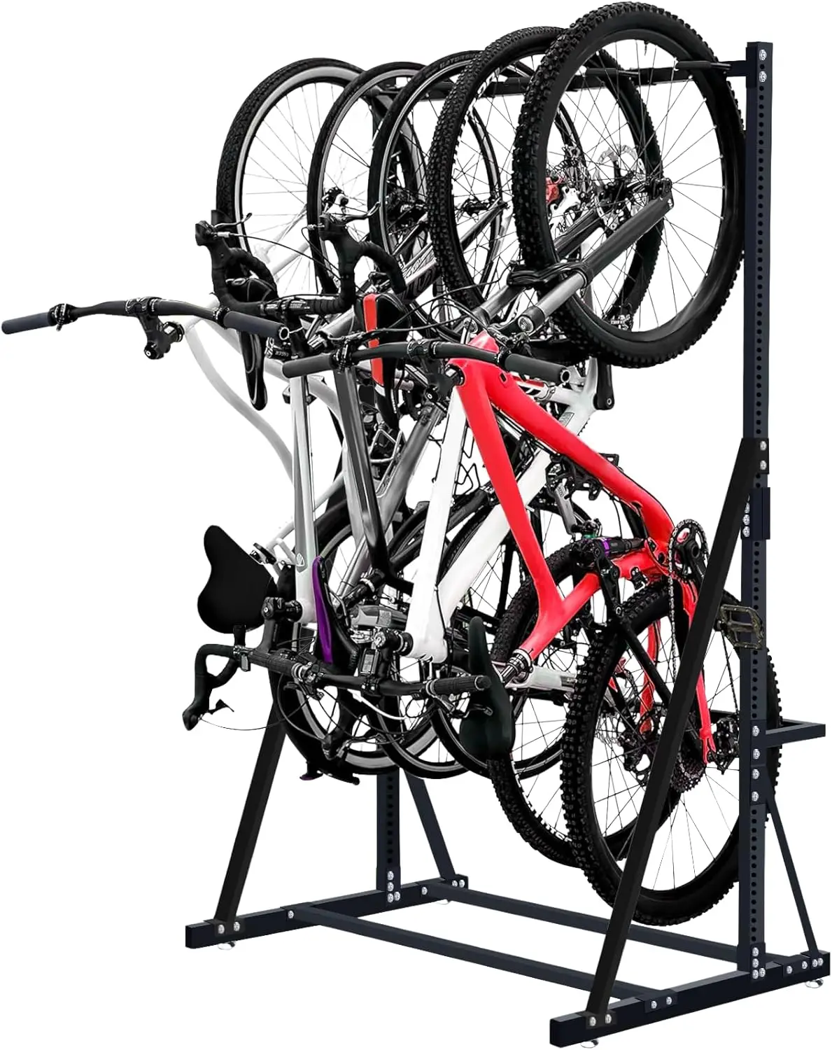 

Kaxiwei Freestanding Bike Storage Rack 300Lbs Max 5 Bikes，Vertical Bike Rack For Indoor Garage Floor Stand Bicycle Organizer