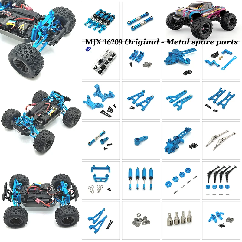 Mjx Hyper Go 16207 16208 16209 16210 Metal Front and Rear Suspension Arm Steering Cup Link Rod Set 1/16 RC Car Upgrade Parts