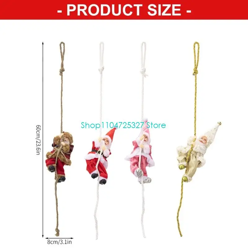 D8KF سانتا كلوز الشكل الراتنج زخرفة معلقة بحبل لتزيين الحفلات المنزلية #6