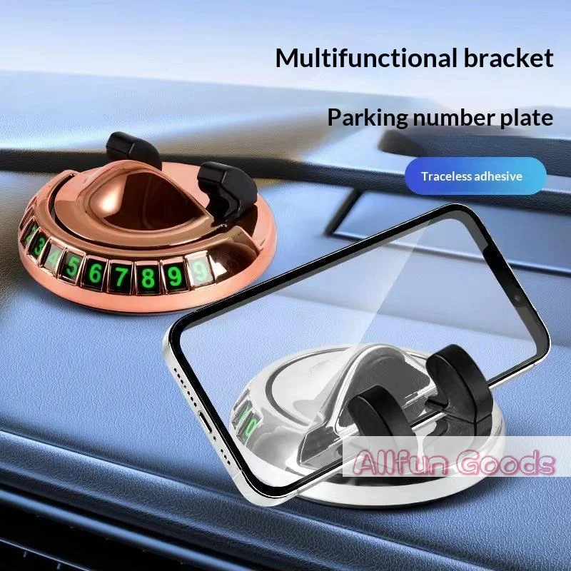 Multifunctional Car Phone Holder With Temporary Parking Number Plate And Traceless Adhesive Perfect For Car Dashboard Daily Use