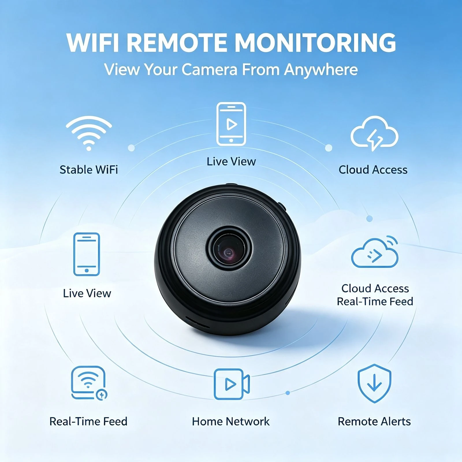 Mini WiFi Camera, 1080P HD Wireless Security Babysitter Camera with Night Vision, Motion Detection, and AI Recognition Functions, Bidirectional Audio. Indoor Home Pet Baby Monitor Supporting Cloud Storage and SD Card Storage.