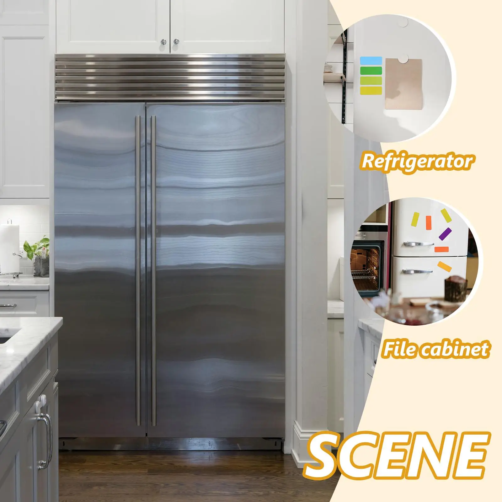 72 Pcs Fridge Whiteboard Magnetic Label Writable Magnets Various Stickers Wipe off Markers