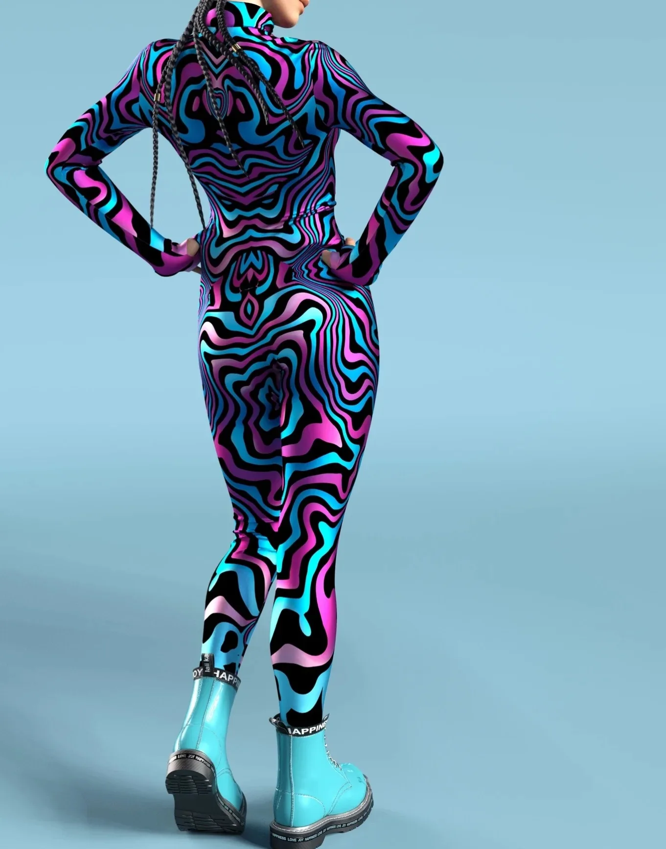 Bunter Regenbogen Abstrakte Geometrie Aerial Yoga Anzug Damen Enger Jumpsuit Karneval Urlaub Party Cosplay Kostüme Ausgefallener Bodysuit – Detail 22