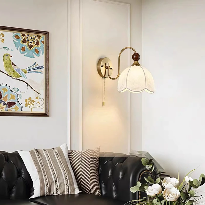 French Retro Wall Lamp Ancient Wabi Sabi Style for Bedrooms Bedside Lamps Living Rooms Homestays Hotel Corridor Staircases Light