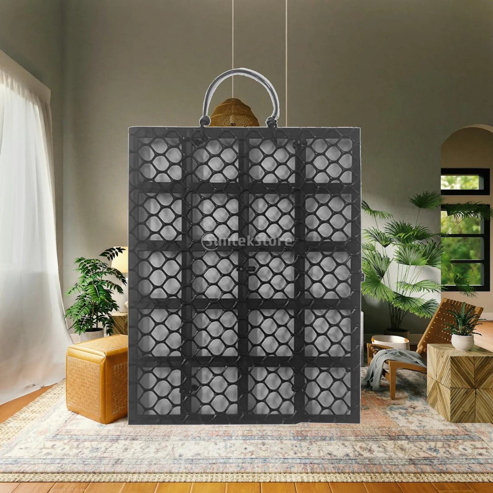 Outdoor Rectangular Planter Mesh Hanging Board for Epiphytes Ferns Wall Mount Plant Panel with Handle for Greenhouse Display