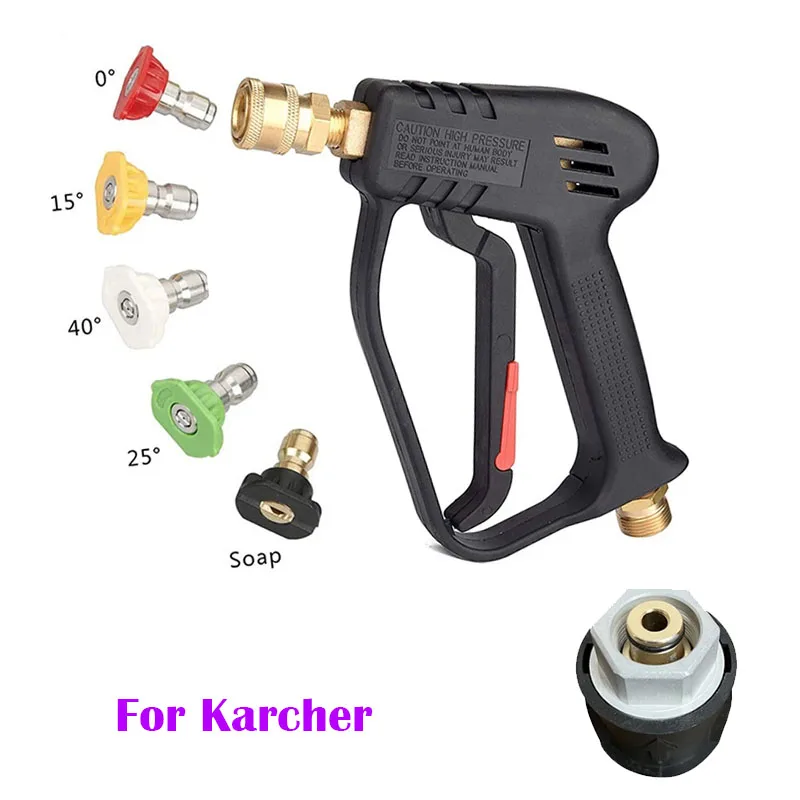 

High Pressure Cleaner Water Gun for Karcher 4000PSI with 5 Quick Connect Nozzle Kit Foam Sprayer Quick Release Car Accessories