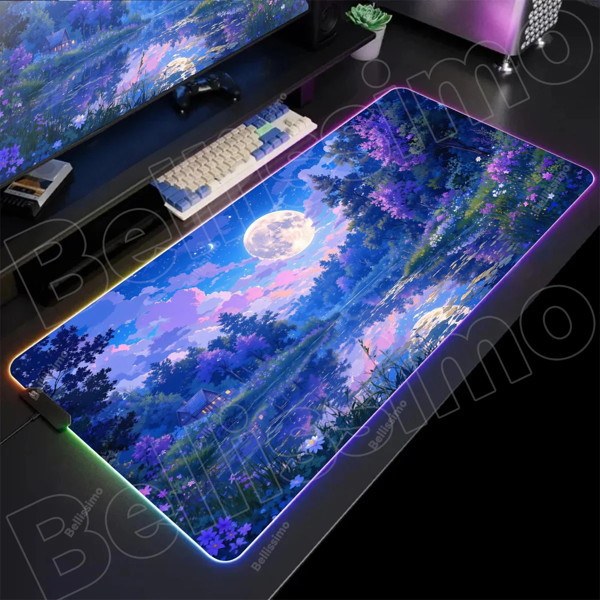 

Gaming Non-Slip Mouse Pad RGB Deep Forest Firewatch LED Mousepad PC Gamer Computer Luminous Light 900x400 Large Keyboard Deskmat