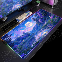Gaming Non-Slip Mouse Pad RGB Deep Forest Firewatch LED Mousepad PC Gamer Computer Luminous Light 900x400 Large Keyboard Deskmat