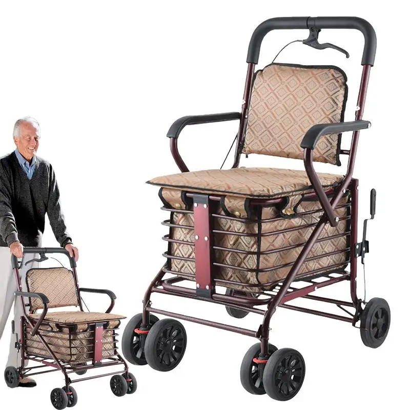 Walker with Seat for Seniors Wheeled Walker Senior Walker Comfortable Walker with Seat Adult Walker Walking Aids Transport