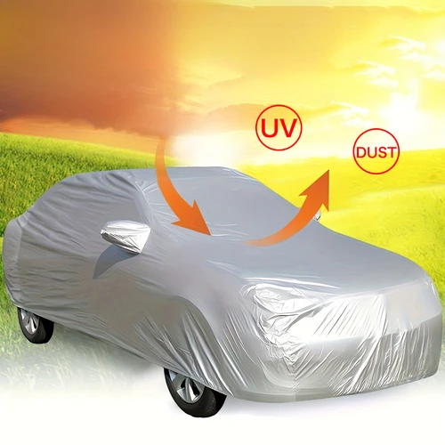 Imagen 1 del producto Cubierta de coche protege Exterior Anti sol nieve UV invierno verano SUV sedán Auto parasol a prueba de polvo impermeable negro plata