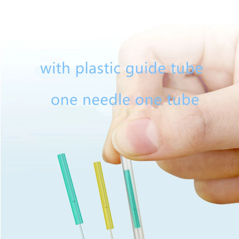 100Pcs 0.12/0.14./0.16/0.18 Filiform Needle Color Plastic Handle Acupuncture Needle Ear Body Masage Accupuncture Micro-Needling