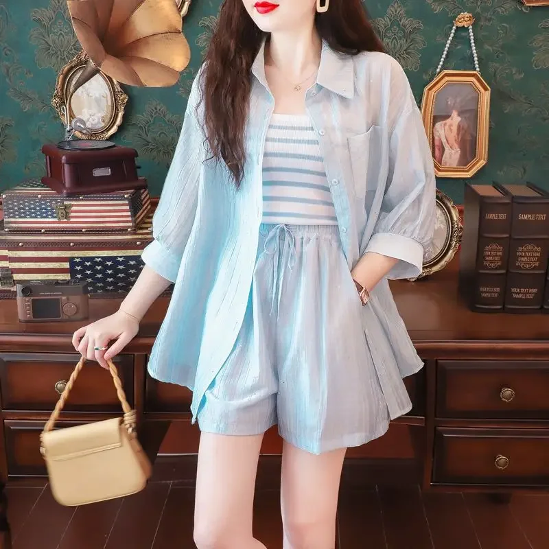 

Baggy Female Shorts Shirts & Blouses Quick-drying New in Matching Tailoring Cheap Offers Casual Full Women's Short Sets 2 Pieces